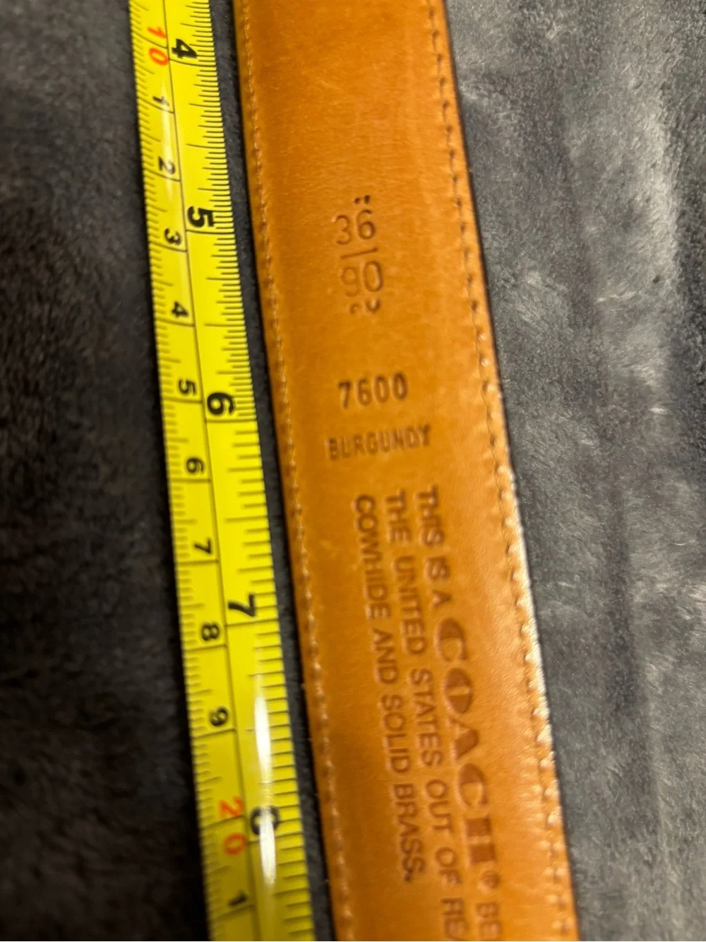 Vintage Coach Belt Style 7600 Glove Tanned Leather Brass Buckle Mens Size 36